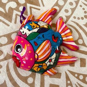 Mexican Talavera Pottery Terracotta Clay Fish Wall Hanging Art